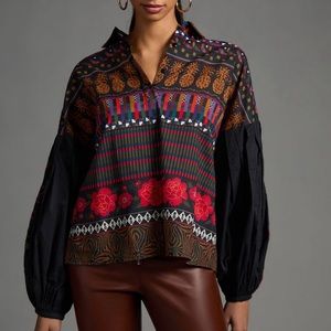 Farm Rio x Anthropologie Puff - Sleeve Blouse